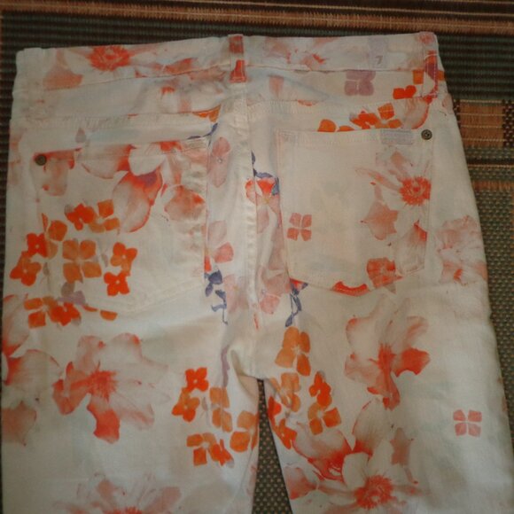 NWOT 7 For All Mankind Straight Leg Jeans 27 Floral Print - Picture 7 of 14